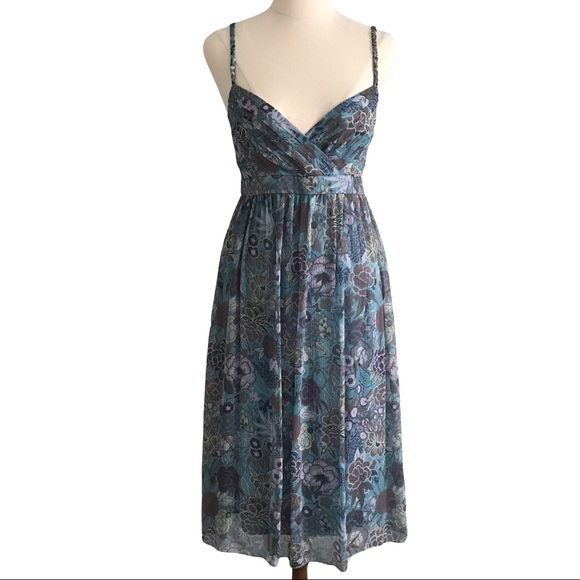 SABA Floral 100% Silk Strappy Midi Dress - Picture 11 of 13